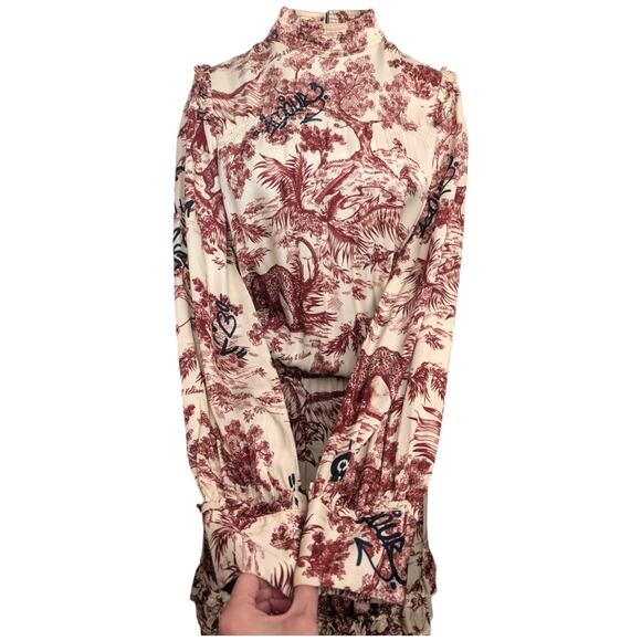Zadig & Voltaire Rocket Toile De Jouy Satin Mock Neck Long Sleeve Dress Small - Picture 14 of 16